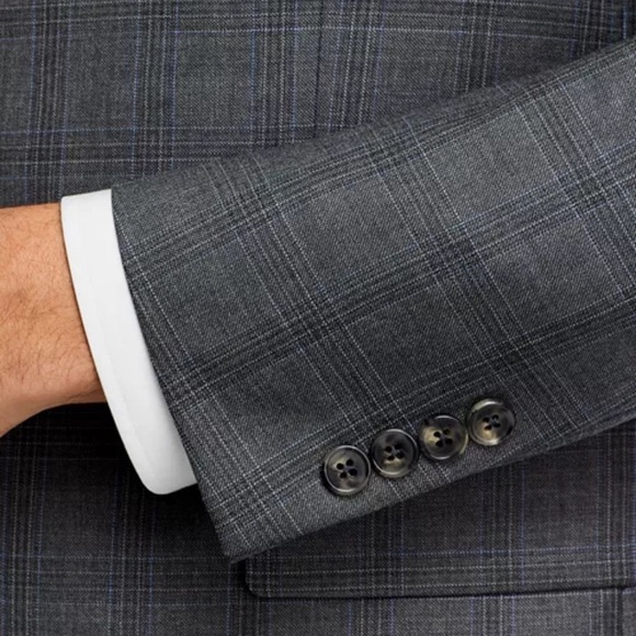 NWT Hart Schaffner Marx Gray Blue Plaid New York Fit 2pc Suit Jacket Pants - Picture 3 of 16